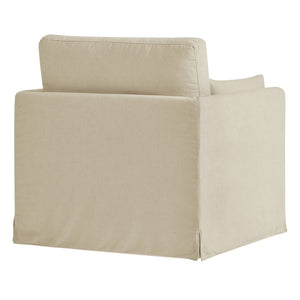Modway Furniture Wellfleet Modway Slipcovered Armchair with Down Blend Cushion and French Piping Trim Linen EEI-7357-LIN