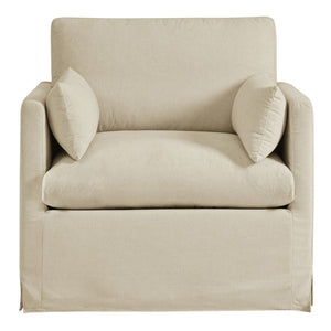 Modway Furniture Wellfleet Modway Slipcovered Armchair with Down Blend Cushion and French Piping Trim Linen EEI-7357-LIN