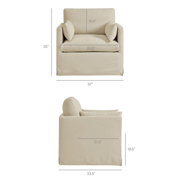 Modway Furniture Wellfleet Modway Slipcovered Armchair with Down Blend Cushion and French Piping Trim Linen EEI-7357-LIN