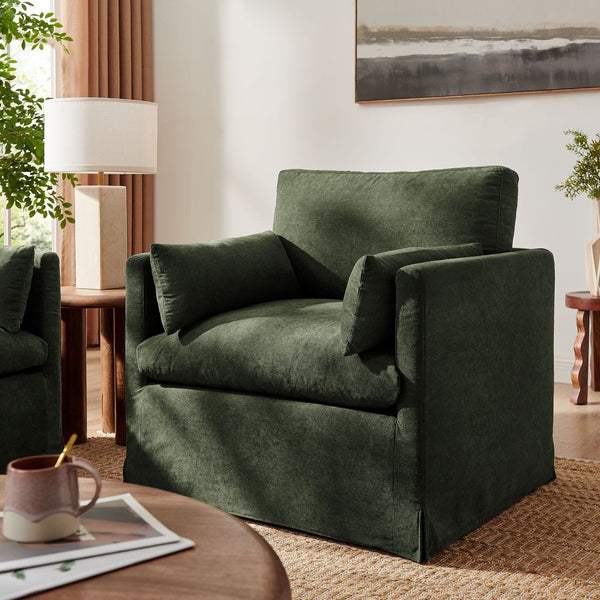 Modway Furniture Wellfleet Modway Slipcovered Armchair with Down Blend Cushion and French Piping Trim Sage EEI-7357-SGE