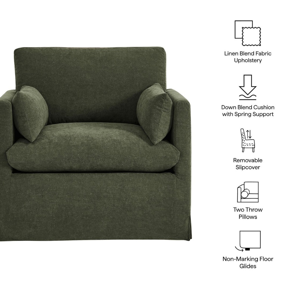 Modway Furniture Wellfleet Modway Slipcovered Armchair with Down Blend Cushion and French Piping Trim Sage EEI-7357-SGE