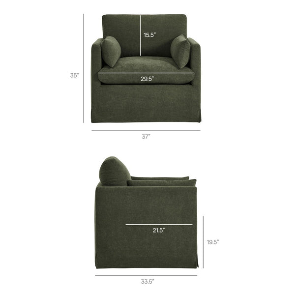 Modway Furniture Wellfleet Modway Slipcovered Armchair with Down Blend Cushion and French Piping Trim Sage EEI-7357-SGE