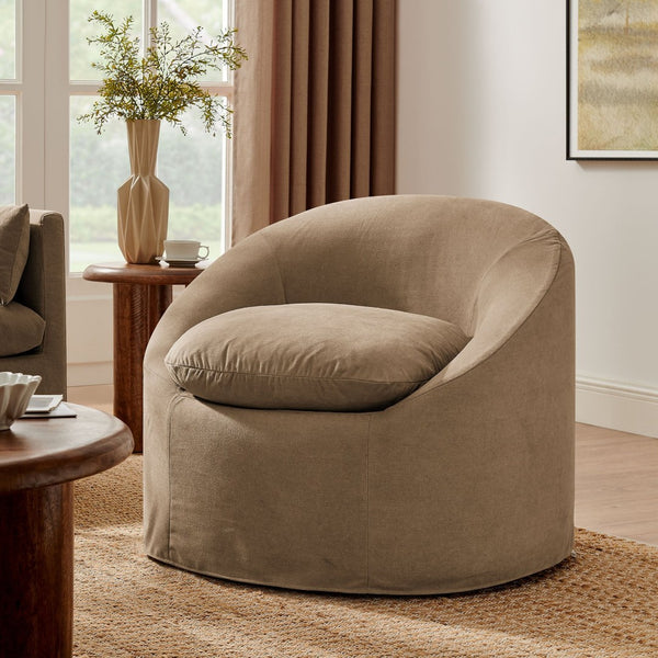 Modway Furniture Sadie Modway Slipcover Accent Chair with Down Cushion and Sinuous Spring Support Almond EEI-7358-ALM
