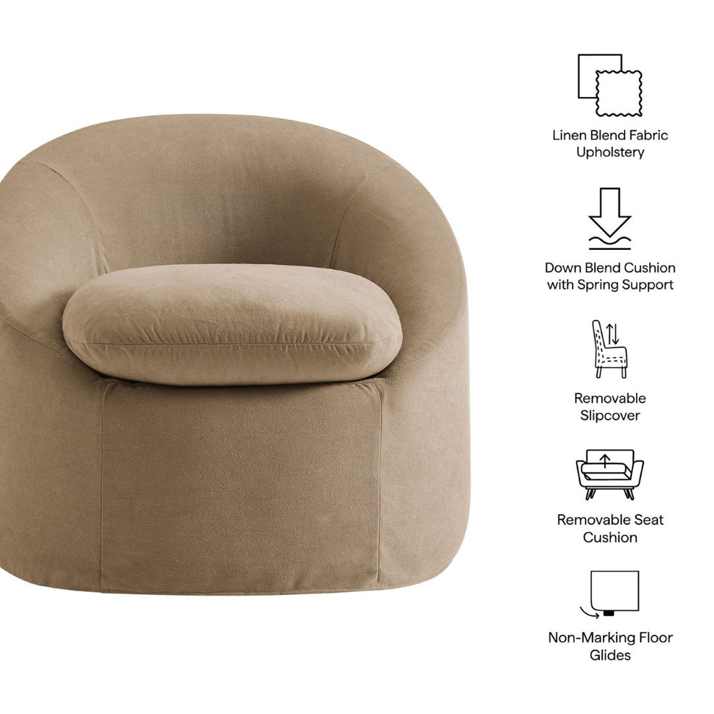 Modway Furniture Sadie Modway Slipcover Accent Chair with Down Cushion and Sinuous Spring Support Almond EEI-7358-ALM