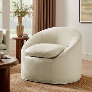 Modway Furniture Sadie Modway Slipcover Accent Chair with Down Cushion and Sinuous Spring Support Linen EEI-7358-LIN