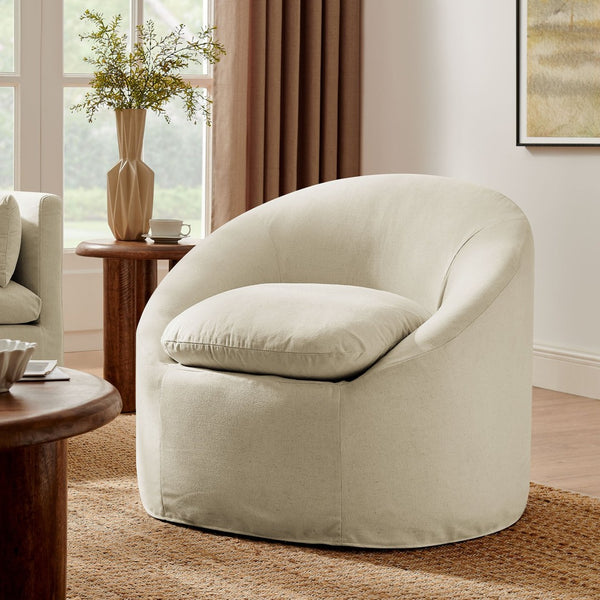 Modway Furniture Sadie Modway Slipcover Accent Chair with Down Cushion and Sinuous Spring Support Linen EEI-7358-LIN