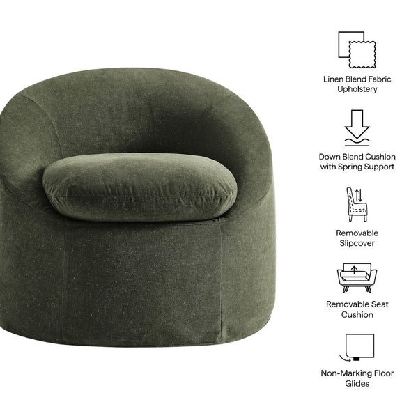 Modway Furniture Sadie Modway Slipcover Accent Chair with Down Cushion and Sinuous Spring Support Sage EEI-7358-SGE