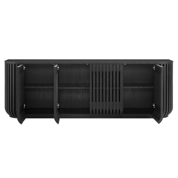 Modway Furniture Fortitude Modway Fluted Curved Sideboard Low Profile Buffet with Push Open Doors EEI-7359-BLK