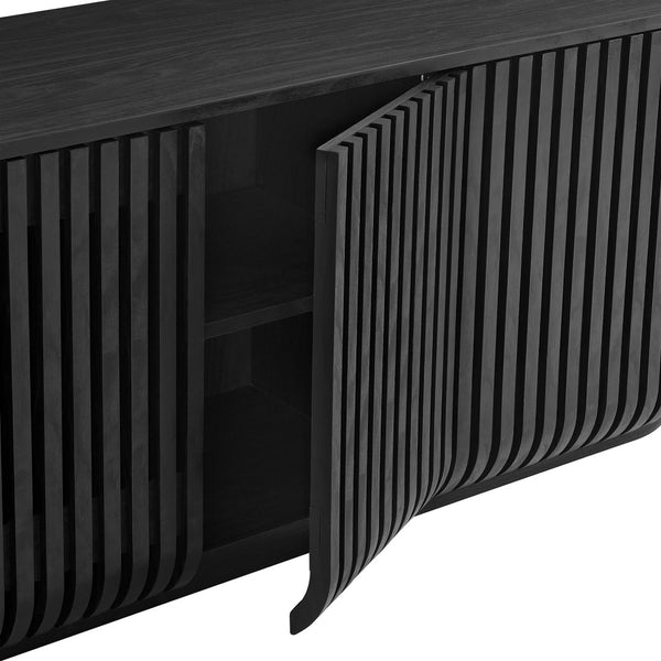 Modway Furniture Fortitude Modway Fluted Curved Sideboard Low Profile Buffet with Push Open Doors EEI-7359-BLK