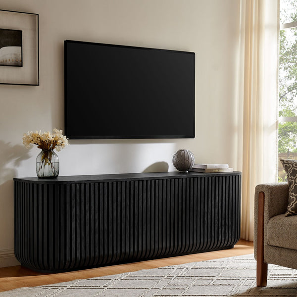 Modway Furniture Fortitude Modway Fluted Curved Sideboard Low Profile Buffet with Push Open Doors EEI-7359-BLK