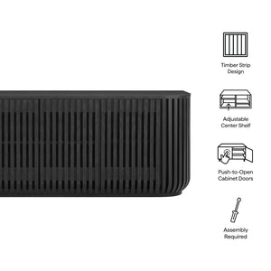 Modway Furniture Fortitude Modway Fluted Curved Sideboard Low Profile Buffet with Push Open Doors EEI-7359-BLK