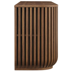 Modway Furniture Fortitude 75" Curved Sideboard Cabinet - Modern Walnut Storage with Fluted Detailing & Media Ready EEI-7359-WAL