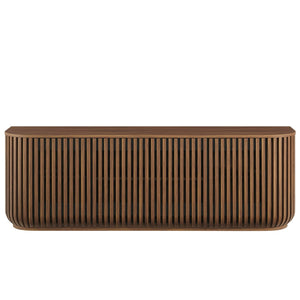 Modway Furniture Fortitude 75" Curved Sideboard Cabinet - Modern Walnut Storage with Fluted Detailing & Media Ready EEI-7359-WAL