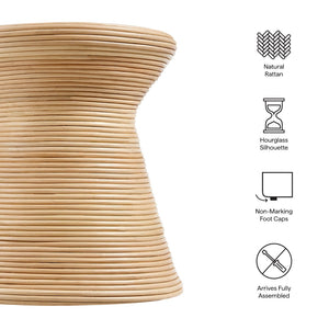 Modway Furniture Tavi Hourglass Natural Rattan Side Table - Woven Charm for Living Rooms, Bedrooms & Patios EEI-7360-NAT