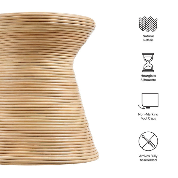 Modway Furniture Tavi Hourglass Natural Rattan Side Table - Woven Charm for Living Rooms, Bedrooms & Patios EEI-7360-NAT