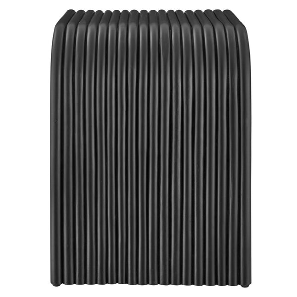 Modway Furniture Eve Curved Rattan Side Table - Stylish Boho Accent for Living Room, Patio, or Bedroom Decor Black EEI-7361-BLK