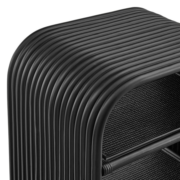 Modway Furniture Eve Curved Rattan Side Table - Stylish Boho Accent for Living Room, Patio, or Bedroom Decor Black EEI-7361-BLK