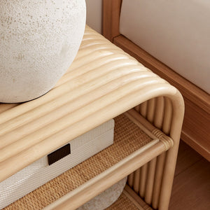 Modway Furniture Eve Curved Rattan Side Table - Stylish Boho Accent for Living Room, Patio, or Bedroom Decor Natural EEI-7361-NAT