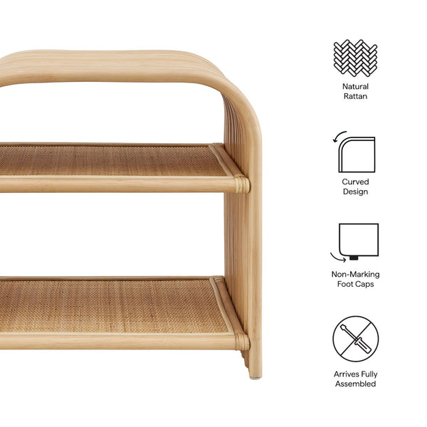 Modway Furniture Eve Curved Rattan Side Table - Stylish Boho Accent for Living Room, Patio, or Bedroom Decor Natural EEI-7361-NAT