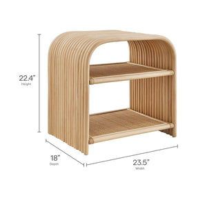 Modway Furniture Eve Curved Rattan Side Table - Stylish Boho Accent for Living Room, Patio, or Bedroom Decor Natural EEI-7361-NAT