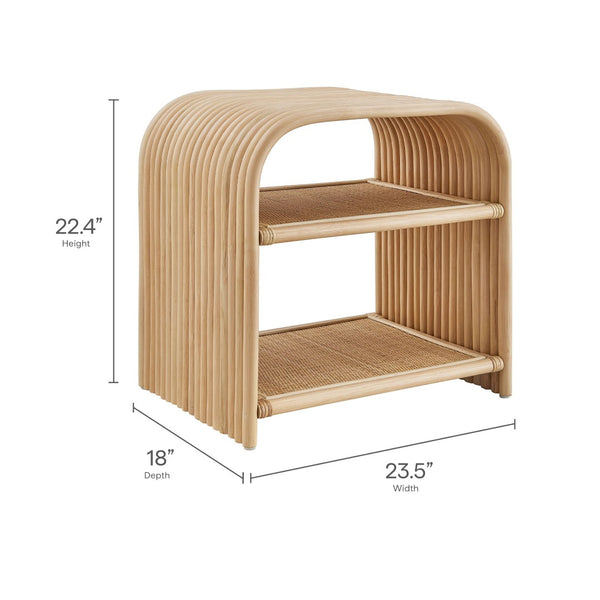 Modway Furniture Eve Curved Rattan Side Table - Stylish Boho Accent for Living Room, Patio, or Bedroom Decor Natural EEI-7361-NAT