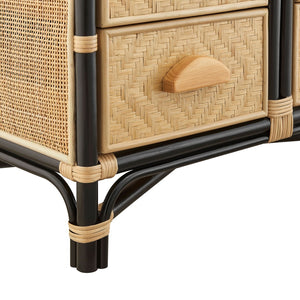 Modway Furniture Jane 71 Inch Tall Arched Rattan Bookshelf by Modway - Handcrafted Storage Solution for Stylish Spaces Natural Black EEI-7362-NAT-BLK