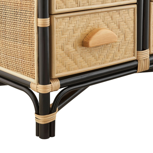 Modway Furniture Jane 71 Inch Tall Arched Rattan Bookshelf by Modway - Handcrafted Storage Solution for Stylish Spaces Natural Black EEI-7362-NAT-BLK