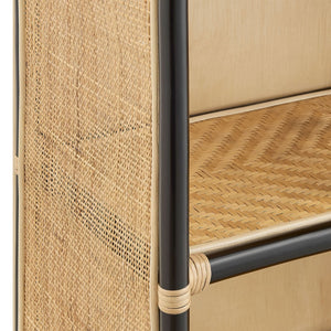 Modway Furniture Jane 71 Inch Tall Arched Rattan Bookshelf by Modway - Handcrafted Storage Solution for Stylish Spaces Natural Black EEI-7362-NAT-BLK