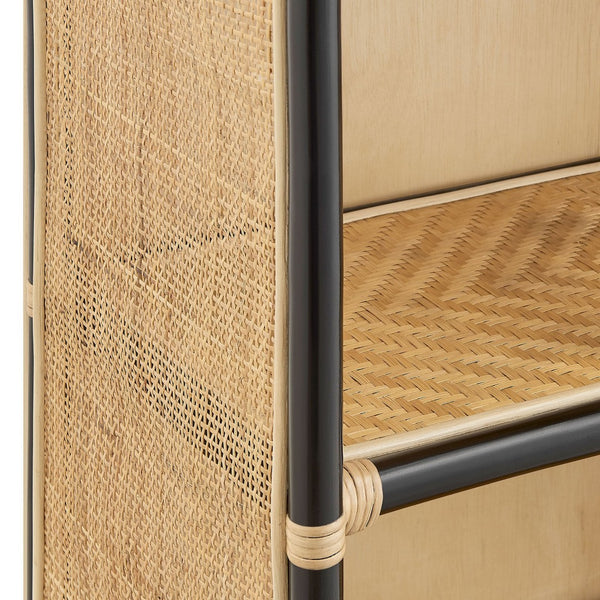 Modway Furniture Jane 71 Inch Tall Arched Rattan Bookshelf by Modway - Handcrafted Storage Solution for Stylish Spaces Natural Black EEI-7362-NAT-BLK