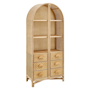 Modway Furniture Jane 71 Inch Tall Arched Rattan Bookshelf by Modway - Handcrafted Storage Solution for Stylish Spaces Natural EEI-7362-NAT