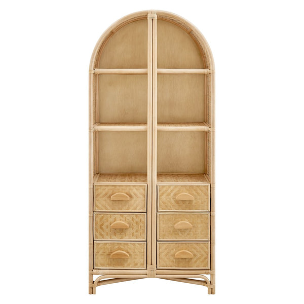Modway Furniture Jane 71 Inch Tall Arched Rattan Bookshelf by Modway - Handcrafted Storage Solution for Stylish Spaces Natural EEI-7362-NAT