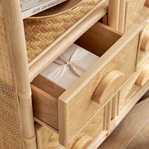 Modway Furniture Jane 71 Inch Tall Arched Rattan Bookshelf by Modway - Handcrafted Storage Solution for Stylish Spaces Natural EEI-7362-NAT