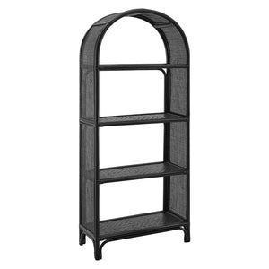 Modway Furniture Celeste 67 Inch Tall Arched Rattan Bookshelf - Spacious Open-Back Design for Stylish Storage Solutions Black EEI-7363-BLK