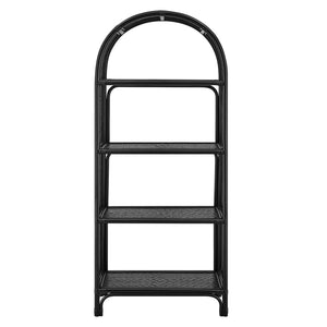 Modway Furniture Celeste 67 Inch Tall Arched Rattan Bookshelf - Spacious Open-Back Design for Stylish Storage Solutions Black EEI-7363-BLK