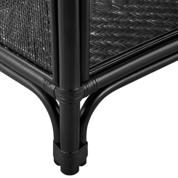 Modway Furniture Celeste 67 Inch Tall Arched Rattan Bookshelf - Spacious Open-Back Design for Stylish Storage Solutions Black EEI-7363-BLK