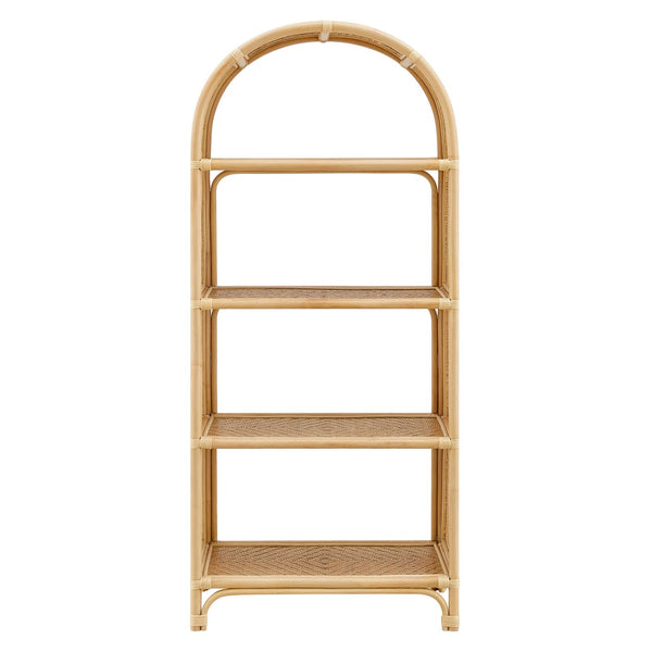 Modway Furniture Celeste 67 Inch Tall Arched Rattan Bookshelf - Spacious Open-Back Design for Stylish Storage Solutions Natural EEI-7363-NAT