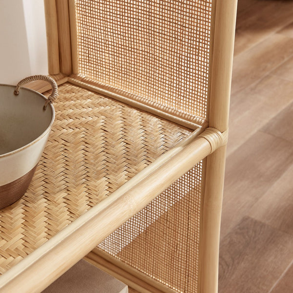 Modway Furniture Celeste 67 Inch Tall Arched Rattan Bookshelf - Spacious Open-Back Design for Stylish Storage Solutions Natural EEI-7363-NAT