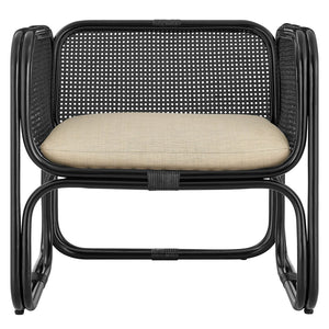 Modway Furniture Ellis Coastal-Inspired Rattan Accent Armchair – Sculpted Frame for Relaxed Living & Easy Care Black EEI-7365-BLK