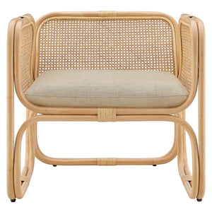Modway Furniture Ellis Coastal-Inspired Rattan Accent Armchair – Sculpted Frame for Relaxed Living & Easy Care Natural EEI-7365-NAT