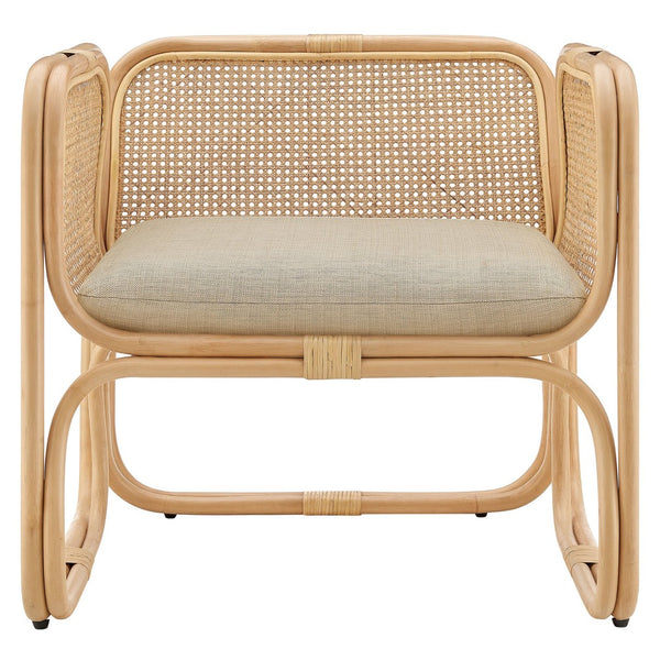 Modway Furniture Ellis Coastal-Inspired Rattan Accent Armchair – Sculpted Frame for Relaxed Living & Easy Care Natural EEI-7365-NAT