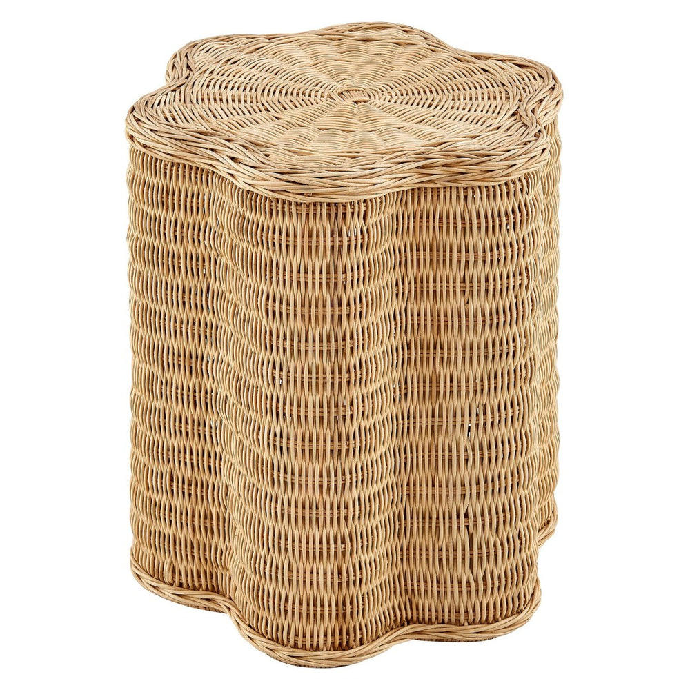 Modway Furniture Erika Scalloped Rattan Side Table - Handwoven Natural Accent Table for Boho & Coastal Decor EEI-7366-NAT