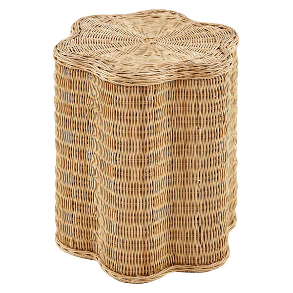 Modway Furniture Erika Scalloped Rattan Side Table - Handwoven Natural Accent Table for Boho & Coastal Decor EEI-7366-NAT