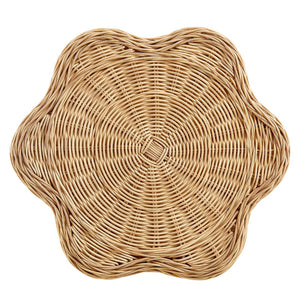 Modway Furniture Erika Scalloped Rattan Side Table - Handwoven Natural Accent Table for Boho & Coastal Decor EEI-7366-NAT