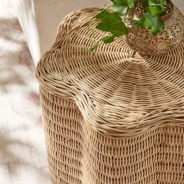 Modway Furniture Erika Scalloped Rattan Side Table - Handwoven Natural Accent Table for Boho & Coastal Decor EEI-7366-NAT