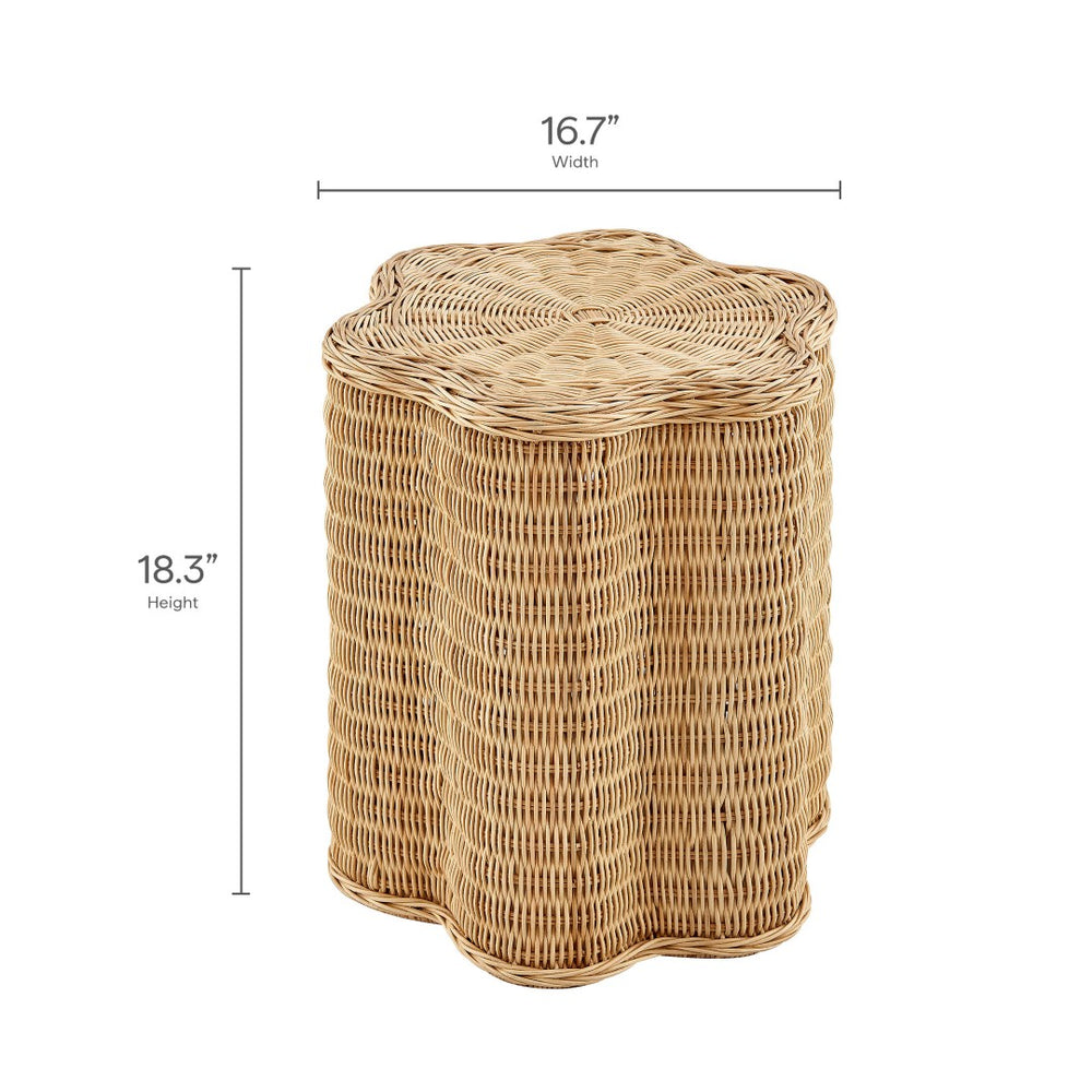 Modway Furniture Erika Scalloped Rattan Side Table - Handwoven Natural Accent Table for Boho & Coastal Decor EEI-7366-NAT