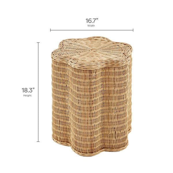 Modway Furniture Erika Scalloped Rattan Side Table - Handwoven Natural Accent Table for Boho & Coastal Decor EEI-7366-NAT
