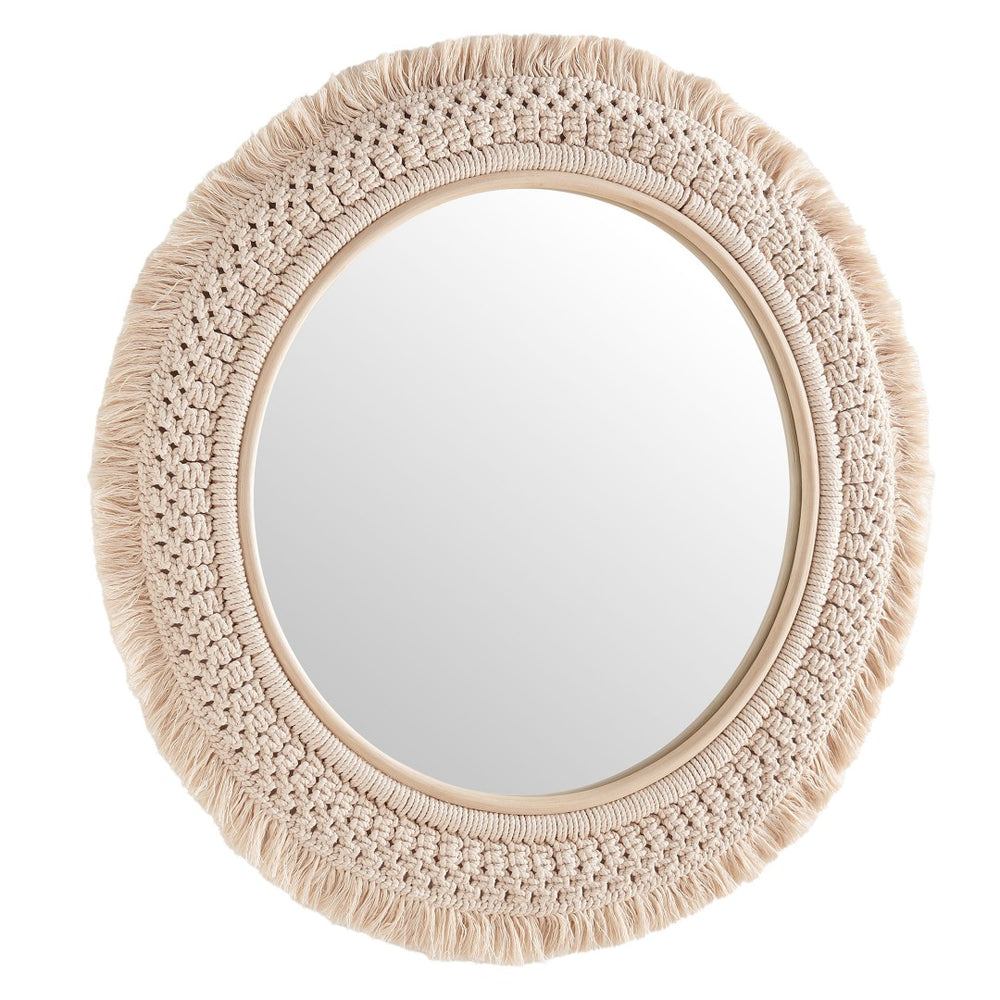 Modway Furniture Jade Rattan Macrame Wall Mirror - Bohemian Chic Decor for Bedrooms, Bathrooms & Entryways EEI-7367-NAT