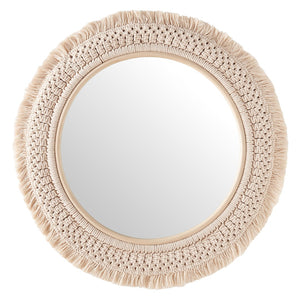 Modway Furniture Jade Rattan Macrame Wall Mirror - Bohemian Chic Decor for Bedrooms, Bathrooms & Entryways EEI-7367-NAT