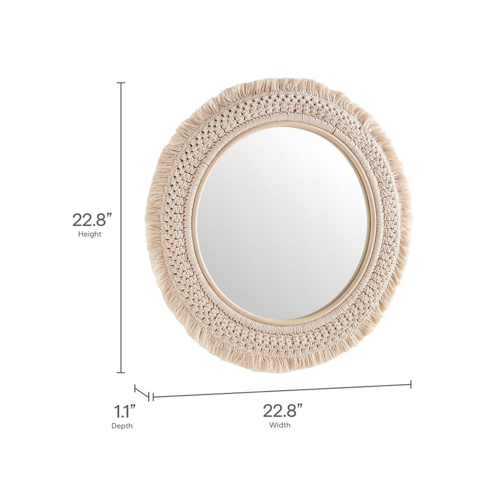 Modway Furniture Jade Rattan Macrame Wall Mirror - Bohemian Chic Decor for Bedrooms, Bathrooms & Entryways EEI-7367-NAT