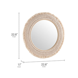 Modway Furniture Jade Rattan Macrame Wall Mirror - Bohemian Chic Decor for Bedrooms, Bathrooms & Entryways EEI-7367-NAT